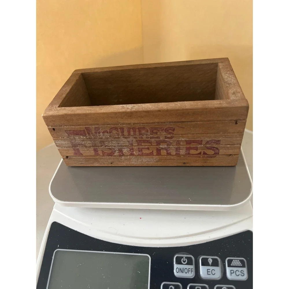 Vintage McGuire's Fisheries Wooden Crate Fresh Seafood Rustic Mini Storage Box
